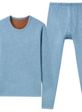 三枪保暖内衣男含羊毛加绒加厚圆领秋衣秋裤套装女半高领中老年