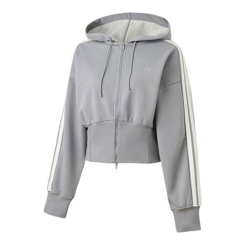 adidas阿迪达斯三条纹舞动系列连帽外套2026春女针织夹克 KX8906