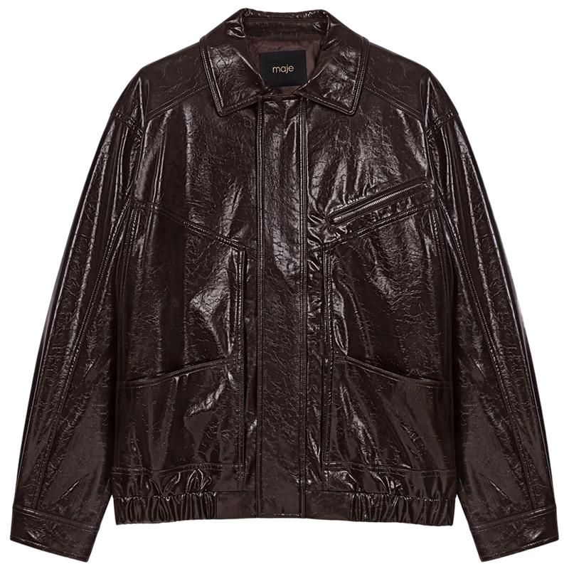 时尚翻领长袖款式 气质短款直筒版型