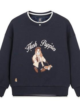 暇步士童装女童加绒卫衣25秋冬新品大童休闲厚卫衣儿童假两件上衣