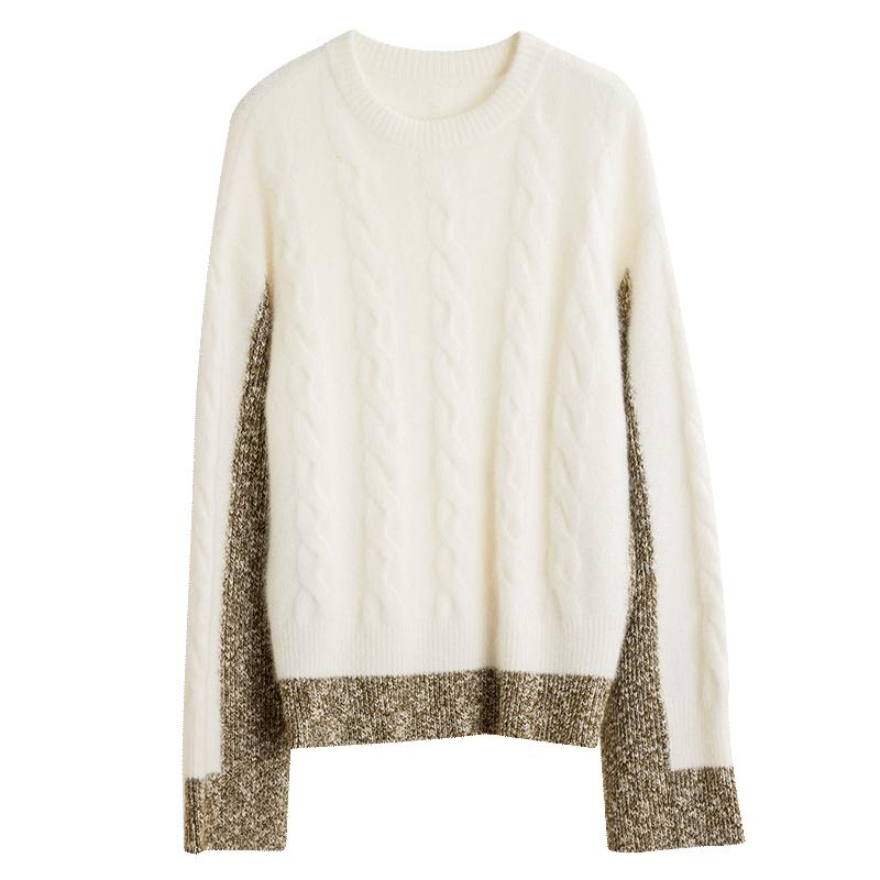 圆领毛衣elle显瘦毛针织衫