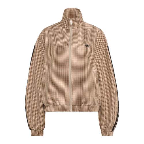 adidas阿迪达斯三叶草双拉链格子上衣夹克秋女条纹梭织外套LE8307