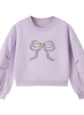 PawinPaw卡通小熊童装25年冬季新款女童圆领加绒卫衣落肩宽松舒适