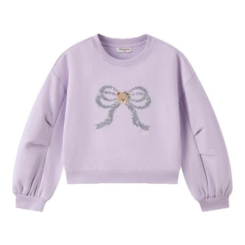 PawinPaw卡通小熊童装25年冬季新款女童圆领加绒卫衣落肩宽松舒适