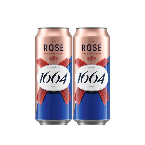 1664法式桃红啤酒500ml*2罐3.3度