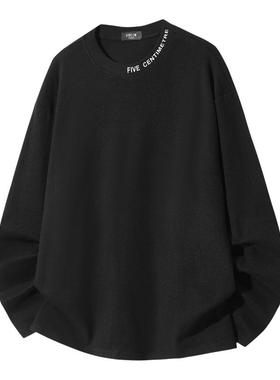 it :5cm/FIVECM休闲风圆领长袖T恤男女情侣款宽松打底衫简约体恤