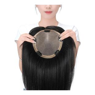 美禾 假发女头顶隐形遮白发增发量真发发片 加大加厚双递针补发片