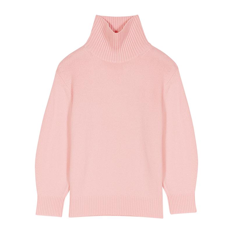 Maje粉色绵羊毛混纺高领针织衫