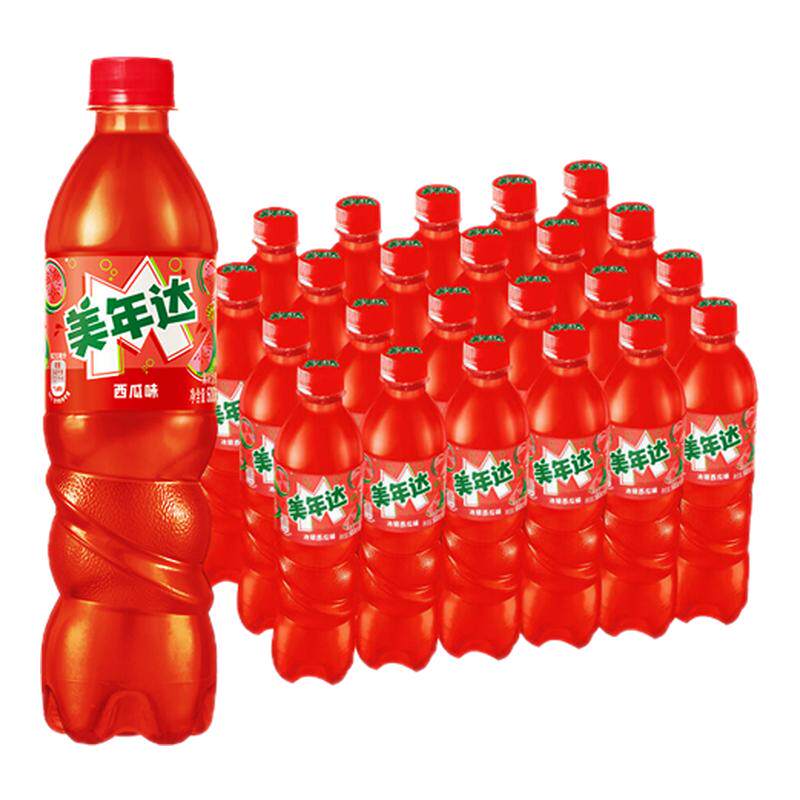 MIRINDA/美年达橙味苹果葡萄混合600ml*24瓶装碳酸饮料聚会整箱