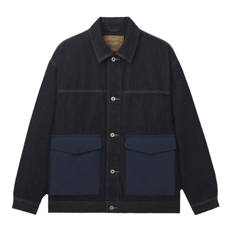 李维斯情侣同款拼接款羽绒服牛仔