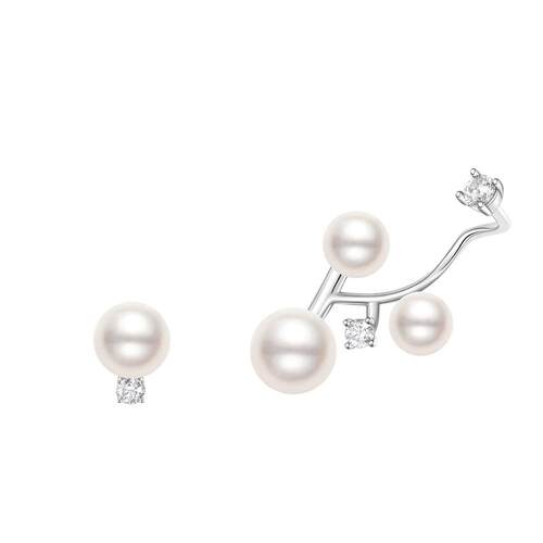 星点不对称悬浮珍珠耳钉