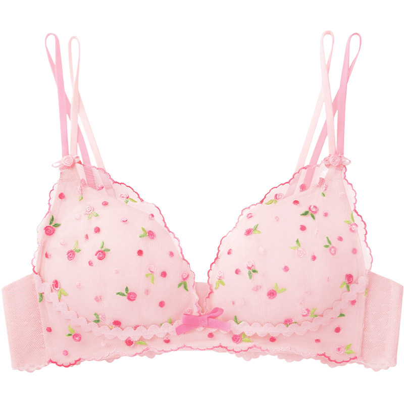 好奇蜜斯蕾丝内衣女小胸聚拢显大文胸罩套装防下垂夏薄纯欲无钢圈