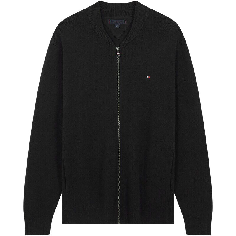 【含羊毛】Tommy秋冬男装商务休闲青年针织夹克棒球开衫毛衣外套