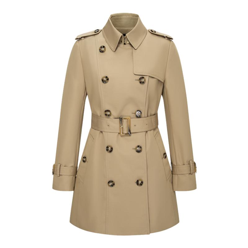 Scofield女中长款收腰双排扣风衣