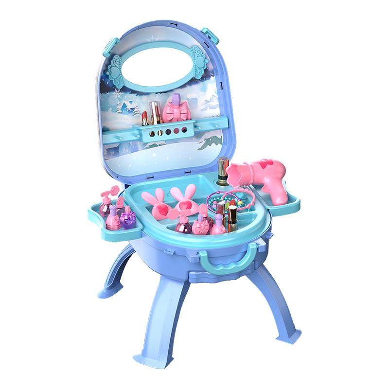 冰雪女孩梳妆台美妆手提箱儿童过家家玩具美发理发师吹风机礼物女,玩具/童车/益智/积木/模型,过家家玩具,淘宝优惠券,粉丝福利购,淘宝优惠卷