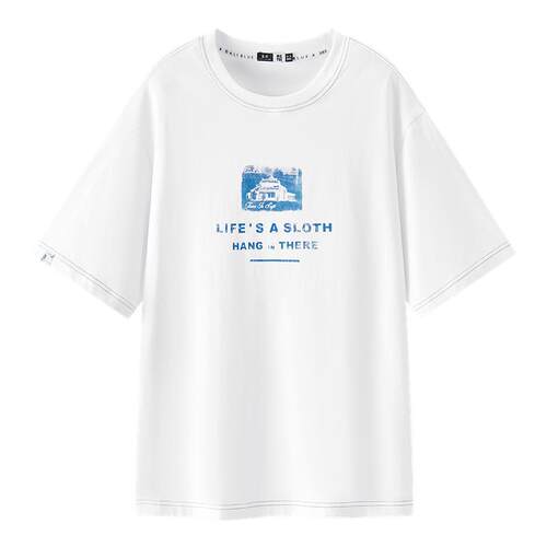 森马非遗蓝续纯棉印花短袖T恤男