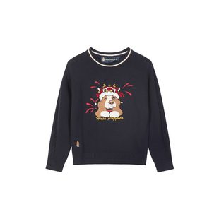 毛衣 中大童圆领套头儿童毛衣新年款 暇步士童装 女童线衣25秋冬新品