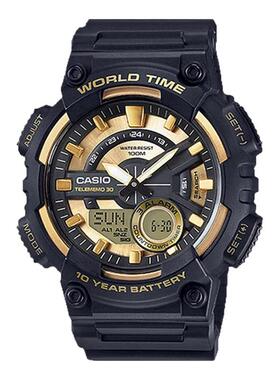 casio卡西欧手表男正品黑金运动防水学生石英电子表AEQ-110BW-9