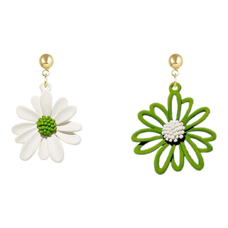 绿色清新小雏菊耳环女
