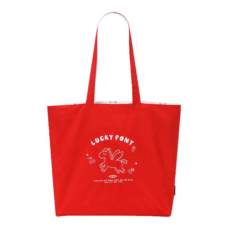 畹町双面用帆布包女大学生大容量上课背包小众设计手提单肩托特包