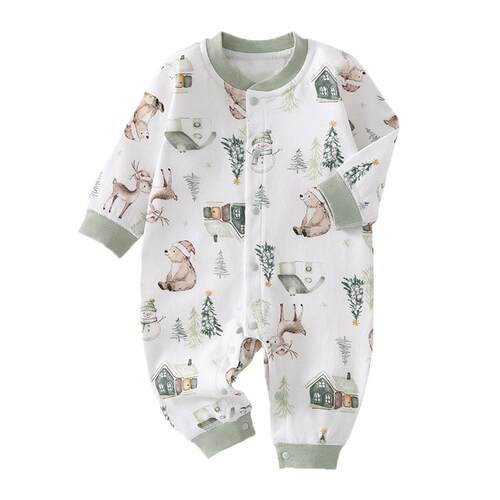 贝贝怡婴儿纯棉连体衣四季新生儿衣服春秋季男女宝宝长袖爬服哈衣