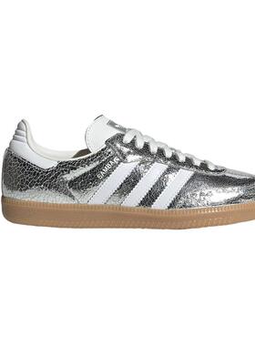 adidas阿迪达斯三叶草T头鞋夏女SAMBA OG银色经典德训鞋JR0035
