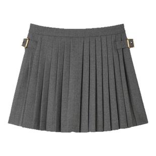 短裤 SANDRO博主同款 简约学院风两侧腰扣百褶裙裤 法式 2025秋冬女装