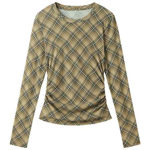 OCHIRLY欧时力印花缩褶长袖T恤