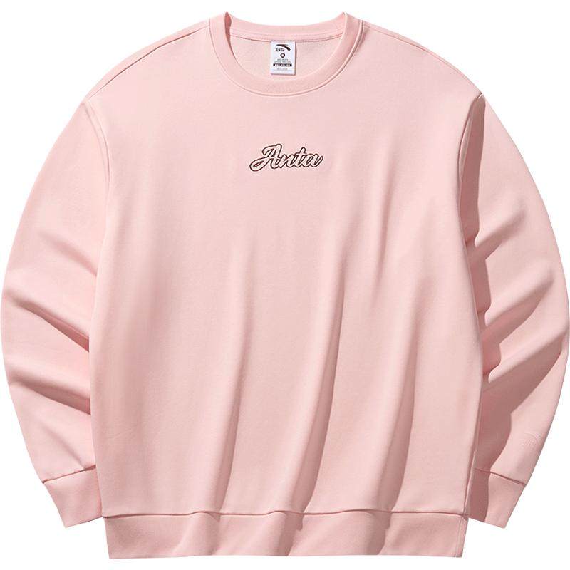 安踏加绒套头衫卫衣男女同款冬季新款情侣休闲针织长袖运动服上衣