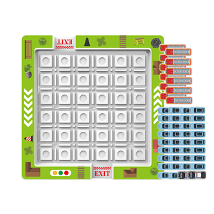 儿童汽车华容道智力移车闯关玩具顺滑轨道益智游戏停车场思维训练