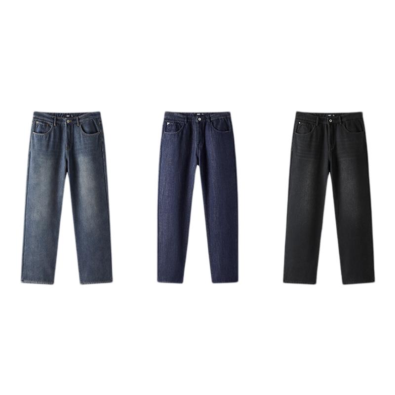 森马加绒加厚保暖宽松直筒牛仔裤