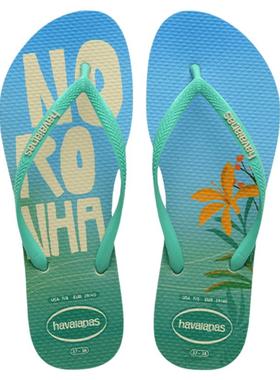 Havaianas哈唯纳Slim Postcard巴西印花人字拖外穿女士夏天凉拖鞋