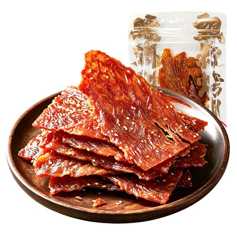 飘零大叔板烧猪肉脯芝麻味特级靖江岩烧猪肉脯大片整切薄脆片零食