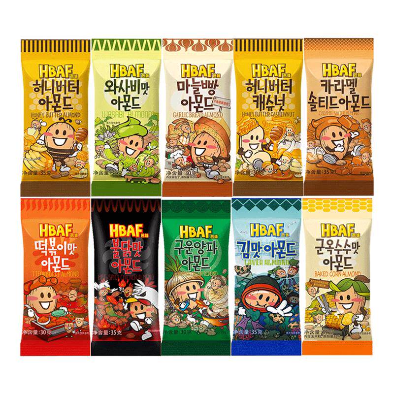 hbaf芭蜂蜂蜜黄油扁桃仁8袋汤姆农场坚果芥末杏仁巴旦木韩国进口