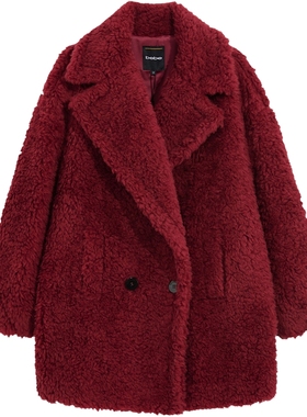 【新年臻选明星同款】bebe冬季新款女士羊毛质感仿皮草外套402106