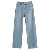春秋高腰宽松显瘦直筒裤 女2026新款 阔腿牛仔裤 拉夏贝尔浅蓝色窄版