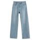 春秋高腰宽松显瘦直筒裤 女2026新款 阔腿牛仔裤 拉夏贝尔浅蓝色窄版