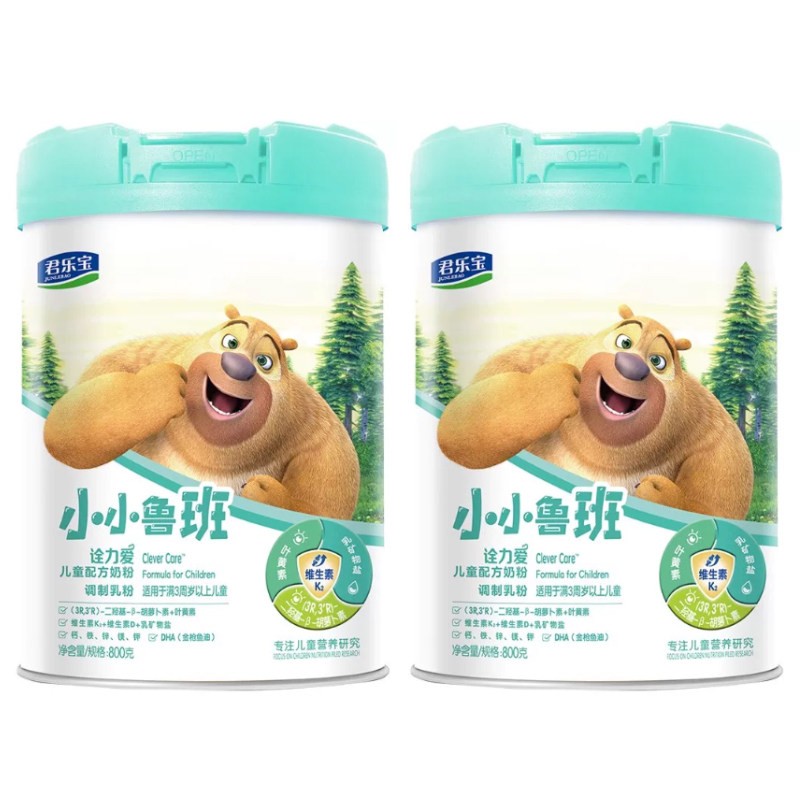 2罐优惠]君乐宝4段小小鲁班诠力爱3-7岁儿童奶粉四段800g