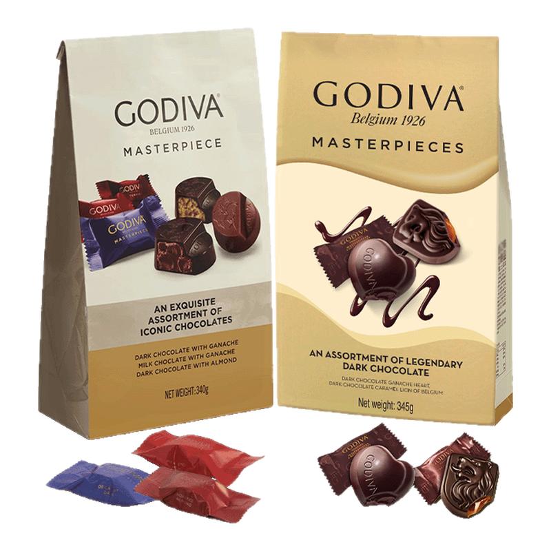 百亿GODIVA歌帝梵经典大师臻选巧克力袋装340g夹心黑巧分享装糖果
