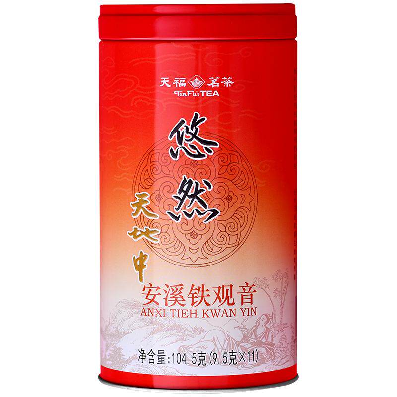 天福茗茶 安溪茶叶清香铁观音 乌龙茶 特级 悠然铁观音罐装