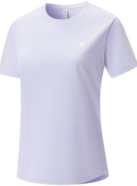 特步速干T女夏季训练瑜伽女装健身羽毛球服T恤透气体恤运动短袖女