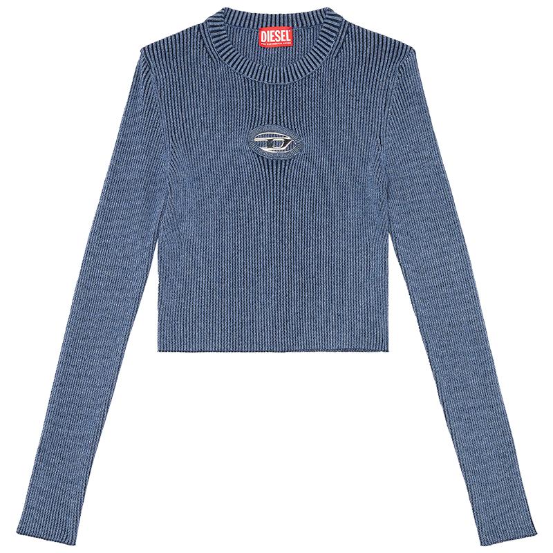 [折扣]DIESEL女士OVAL D蓝色修身长袖针织衫A148100ANAH