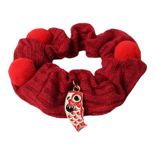 发绳女新年款发饰红色原创手作大肠圈鲤鱼毛毡扎马尾皮筋皮套头饰