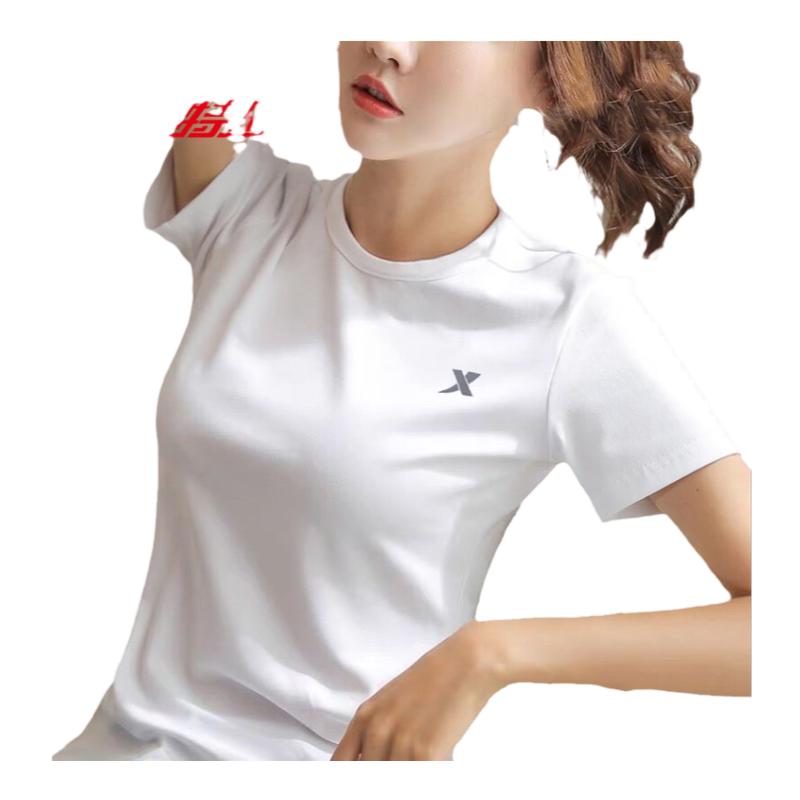 特步短袖女T恤夏季冰丝薄款2025新款半袖潮宽松白色速干运动上衣