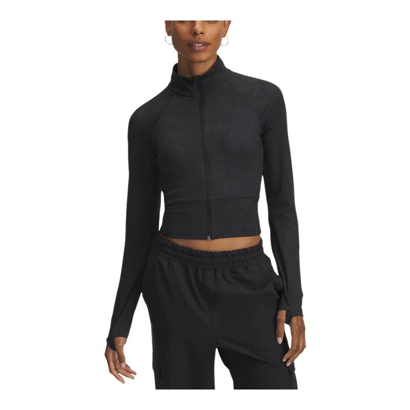 安德玛外套女士秋冬Meridian运动休闲全拉链短款夹克6007093-001