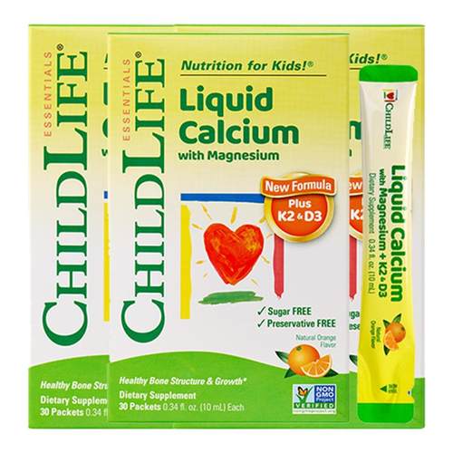 童年时光钙镁锌小金条婴儿幼补钙含k2小绿钙儿童美国CHILDLIFE