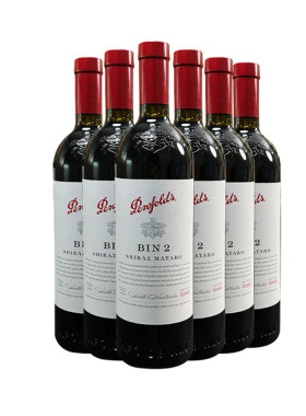 Penpolds奔富bin2六瓶设拉子马塔罗干红葡萄酒750ml 澳大利亚进口