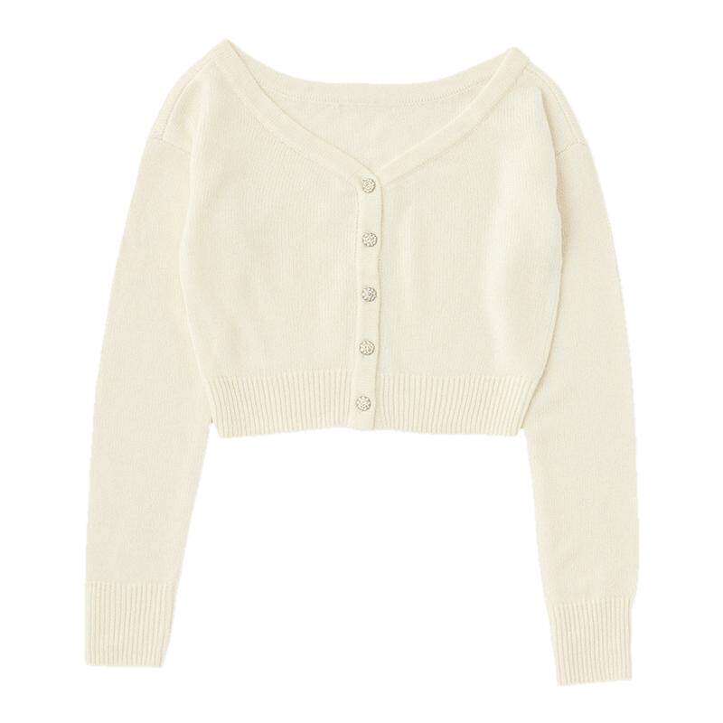 moussy 春季前后两穿通勤花朵纽扣针织开衫010HAH70-