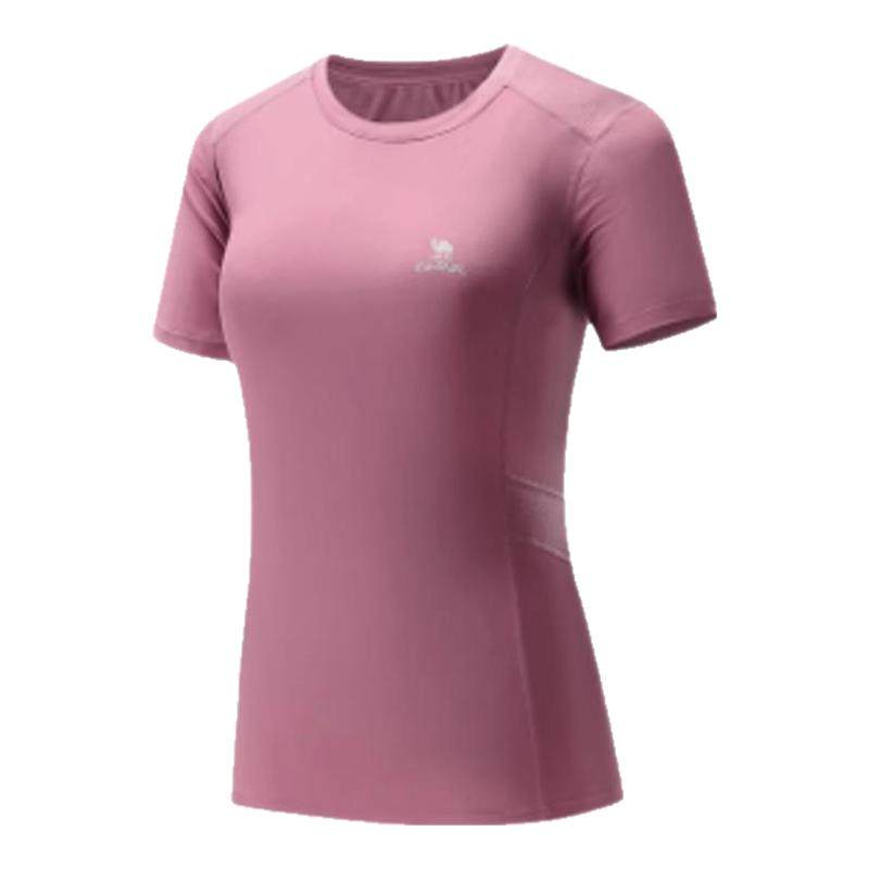 骆驼速干T恤女子 夏季圆领正肩透气弹力运动健身跑步运动短袖上衣
