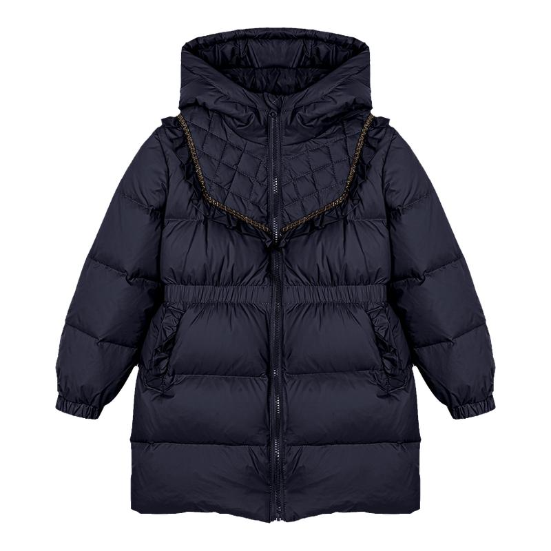 富罗迷儿童羽绒服女童装冬季新款保暖加厚青少年中长款白鸭绒外套